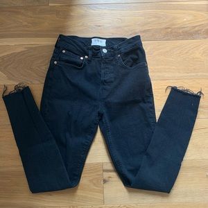 Free People Black Cutoff Skinny Jeans